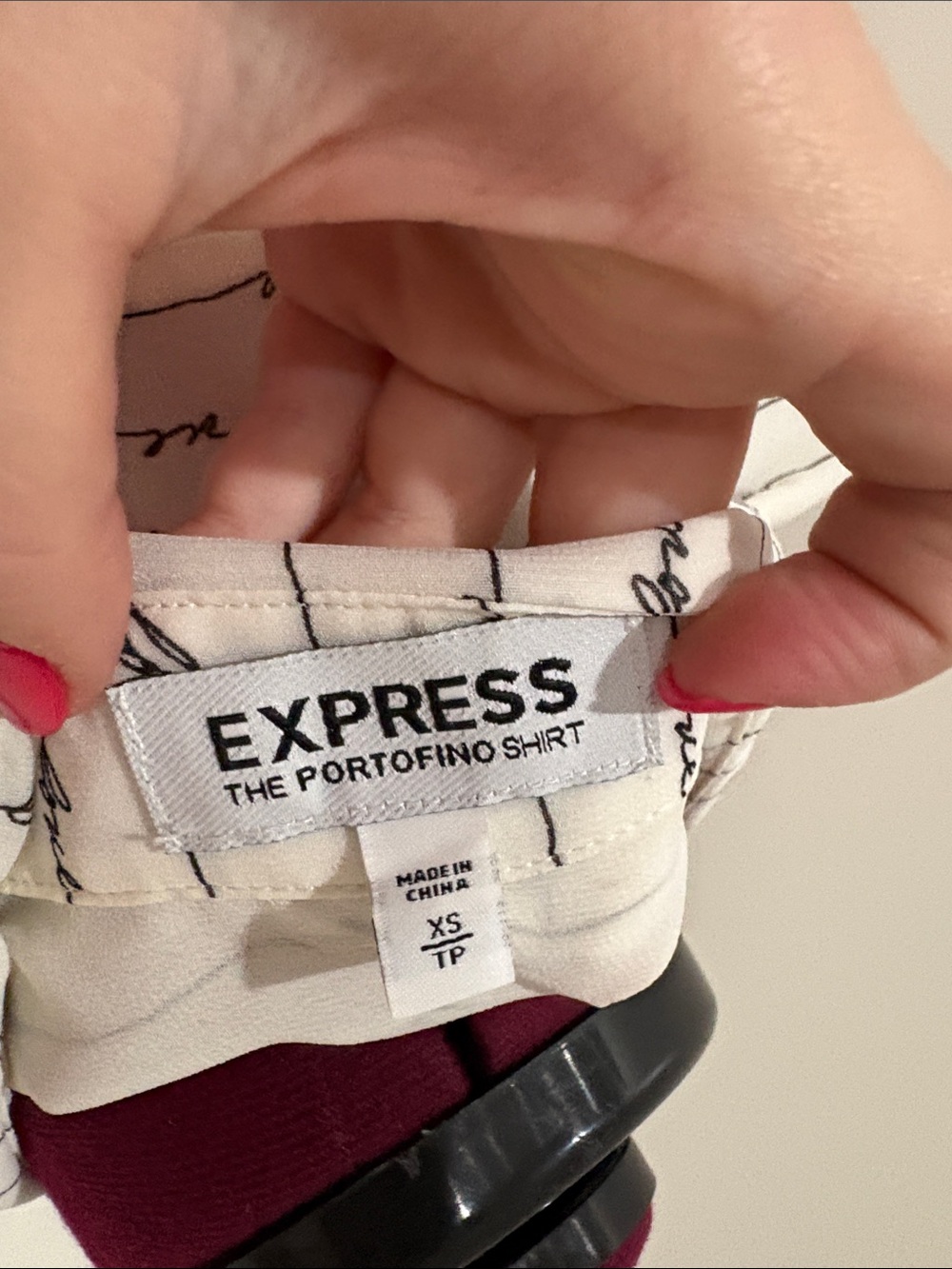 Express White Script-Print Button Shirt - Picture 2 of 3
